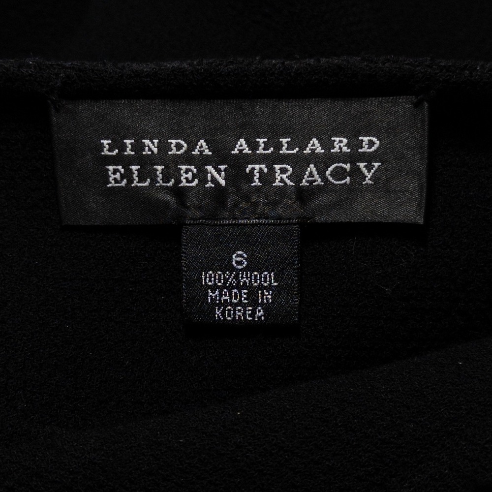 Linda Allard Ellen Tracy Maxi Skirt Womens Sz 6 Black Wool Crepe Minimalist - Picture 9 of 9